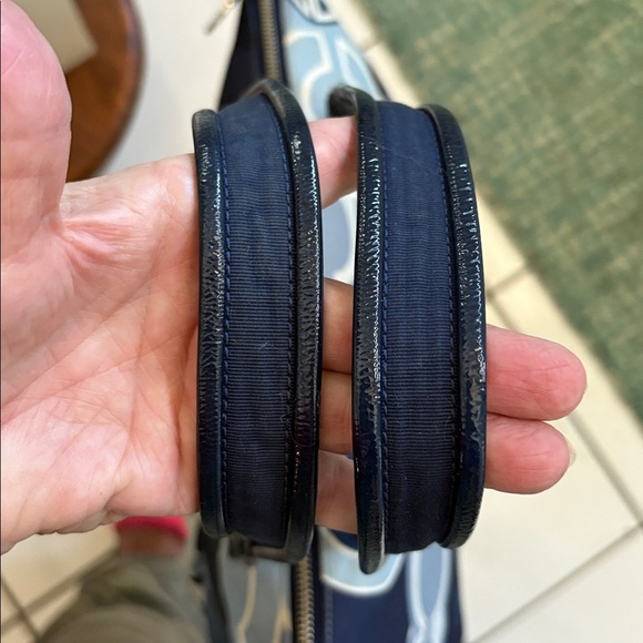 Coach Poppy Pop C Glam tote shoulder bag denim blue/white/Silvertone HW NWOT - Picture 8 of 17